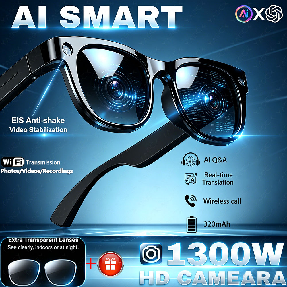 1300W HD Camera Smart AI Glass - đánh giá và giá Audio Music To Video Ai