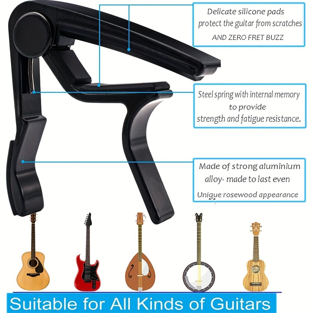 Black Alloy Quick Change Guita - đánh giá và giá Guitar Capo Clip